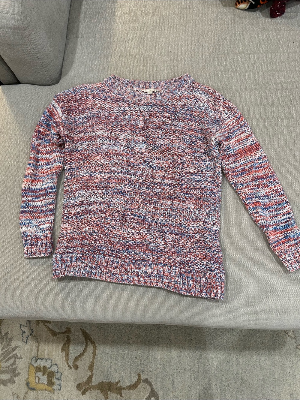 gap sweater in red white and blue, women’s medium, 100% cotton